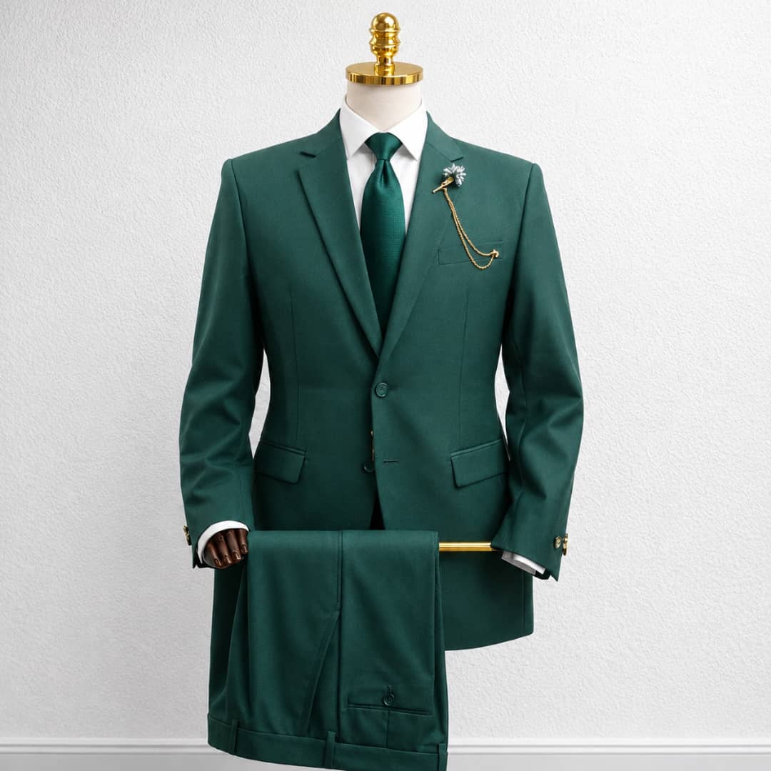Costume pour homme vert bouteille coupe ajustee