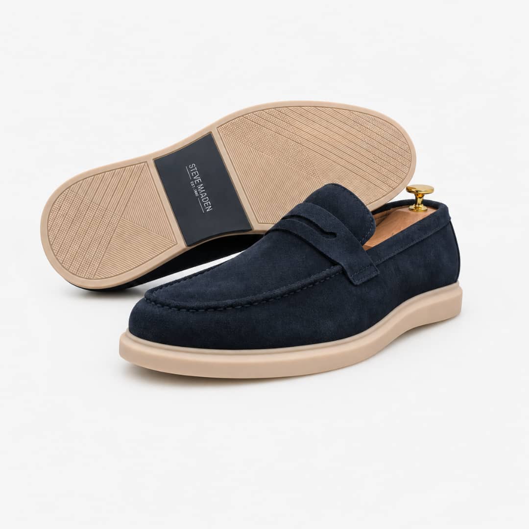 Chaussures mocassins bleu marine pour homme