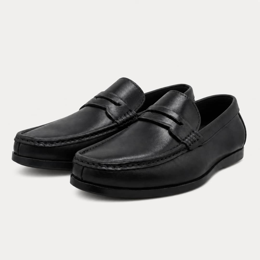 Mocassins en cuir noir pour homme