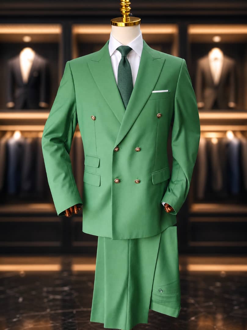 Costume homme vert 2 pièces double boutonnage